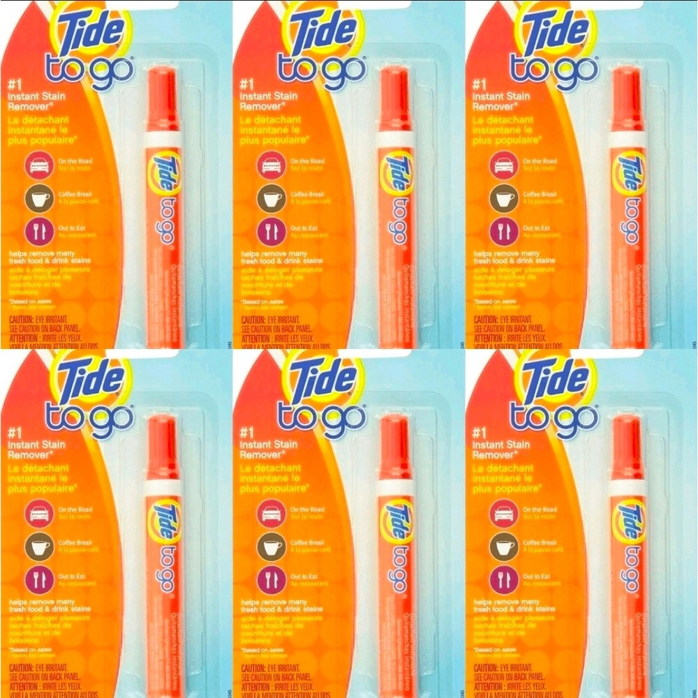 Tide To Go Instant Stain Remover Pens 6 Pack Portable Laundry Travel Size 10ml